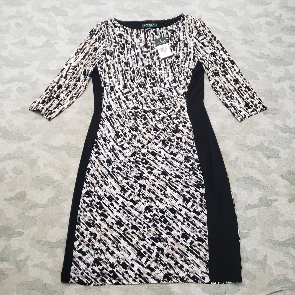 Lauren Ralph Lauren Dress Womens 14 Multicolor Abstract Print Sheath NWT